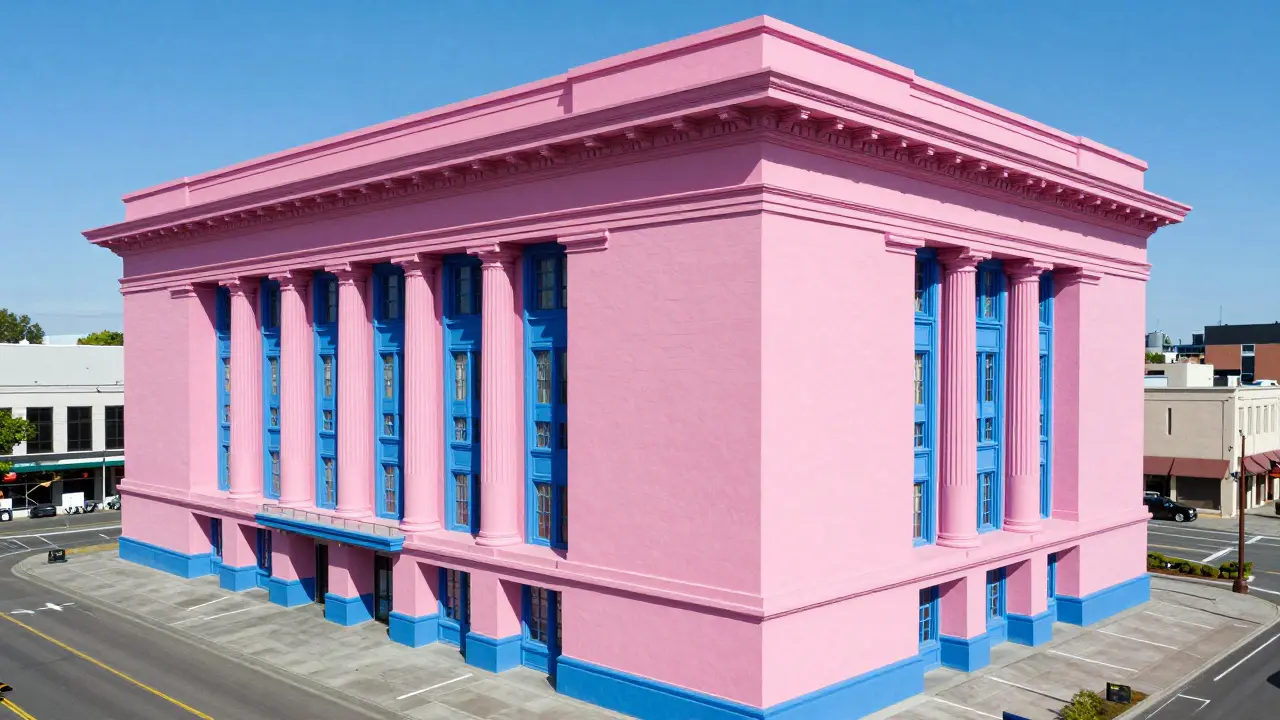 The colorful, ornate facade of Michael Graves' Portland Building.